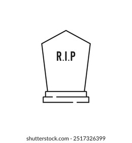 Minimalist illustration of a gravestone, symbolizing death, mourning, and remembrance