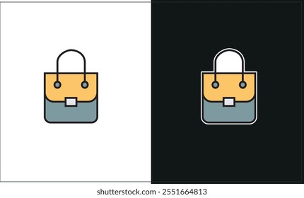 A minimalist illustration of a handbag, displayed in two color variations for versatile use.