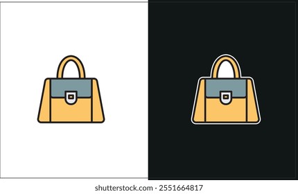 A minimalist illustration of a handbag, displayed in two color variations for versatile use.