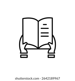 Minimalist Illustration Of Hands Holding An Open Book For Reading
