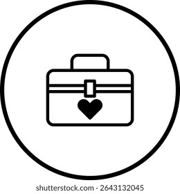 Minimalist illustration: Heart-adorned box icon in a clean circular frame design
