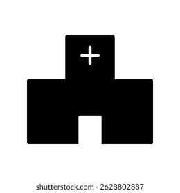 Minimalist Illustration of a Hospital Building Symbolizing Healthcare Facilities