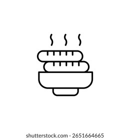 Ilustração Minimalista De Salsichas Quentes Em Uma Placa Com Efeitos De Fumaça
