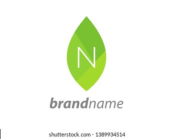 Minimalist illustration initial logo in leaf.