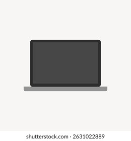 Minimalist illustration of a laptop with a blank screen. Simple laptop design, showcasing a sleek, modern look. Laptop icon for tech and digital themes. Illustration vector.