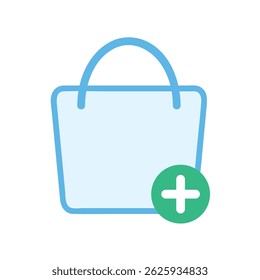 Minimalist illustration of a light blue shopping bag with soft edges and a handle