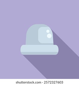 Minimalist illustration of a light blue winter beanie on a purple backdrop, with shadow