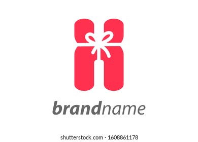 Minimalist illustration logo design Initial X combine with box gift.
