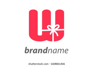 Minimalist illustration logo design Initial W combine with box gift.