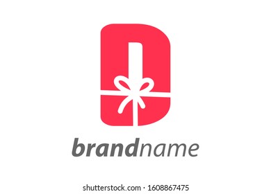 Minimalist illustration logo design Initial D combine with box gift.