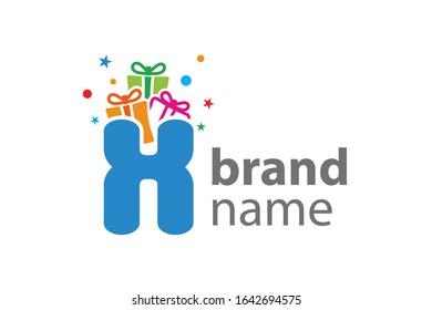 Minimalist illustration logo design Initial X combine with box gift.