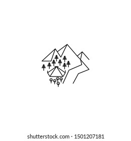 Minimalist illustration logo design mono line landscape with simple style