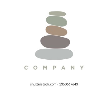 Minimalist illustration logo design rock balance.