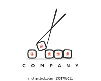 Minimalist illustration logo design sushi.