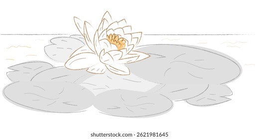 Minimalist illustration of lotus flower on water