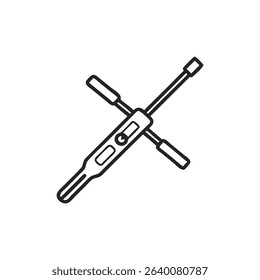 Minimalist illustration of lug wrench on White Background visual