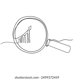 A minimalist illustration of a magnifying glass, depicted with a single continuous line emphasizing its shape. icon vector illustration