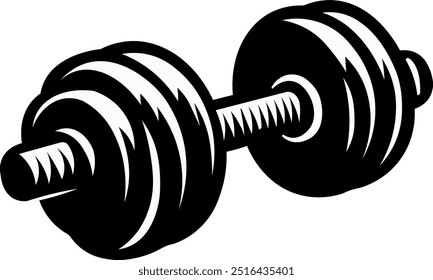 Minimalist illustration of a medium dumbbell. Fitness or gym symbol