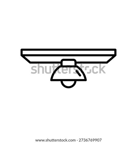 Minimalist illustration of a modern ceiling light fixture with clean lines and simple design