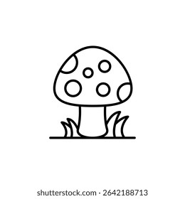 Minimalist Illustration Of A Mushroom With Spots In Outline Style