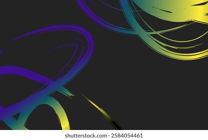 Minimalist illustration with neon colored abstract circle elements. Ideal for technology, science and digital art concepts.