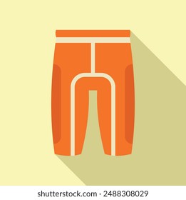 Minimalist illustration of orange athletic shorts with a shadow effect on a beige background