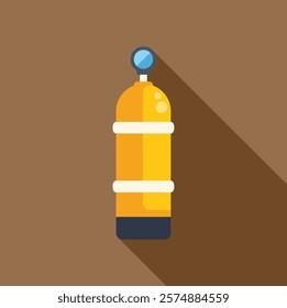 Minimalist illustration of an oxygen cylinder for diving, featuring a long shadow effect