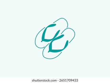 minimalist illustration of a pair of flip-flops, symbolizing comfort, casual lifestyle, summer vibes, and beachwear simplicity. 
