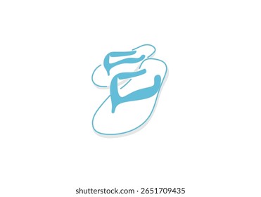 minimalist illustration of a pair of flip-flops, symbolizing comfort, casual lifestyle, summer vibes, and beachwear simplicity. 
