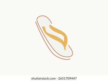 minimalist illustration of a pair of flip-flops, symbolizing comfort, casual lifestyle, summer vibes, and beachwear simplicity. 