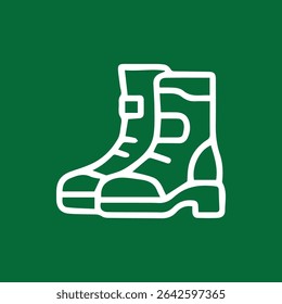 A minimalist illustration of a pair of sturdy, comfortable boots. Ideal for hiking, working, or making a bold statement. Crafted for durability and protection.