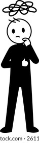 Minimalist illustration of a person with a confused expression, silhouette style