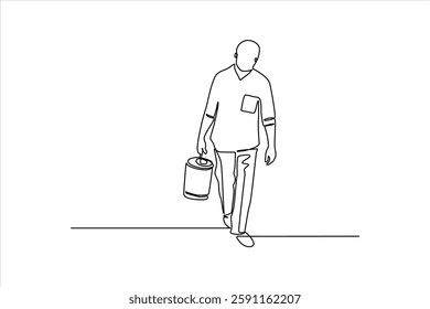 A minimalist illustration of a person walking with a bucket, symbolizing simplicity and routine