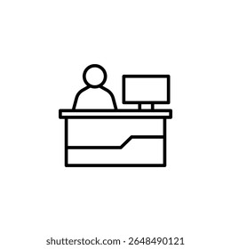 Minimalist Illustration Of A Person Working At A Computer Desk