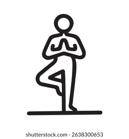 Minimalist illustration of a person in the yoga tree pose symbolizing balance, focus, and wellbeing, perfect for health and mindfulness projects.