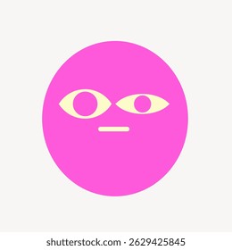 A minimalist illustration of a pink face with simple eyes and mouth on a light background. The face is abstract and stylized, focusing on simplicity and color. Illustration vector.
