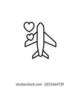 Minimalist Illustration Of Plane With Hearts Symbolizing Travel And Affection