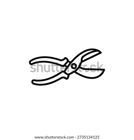 Minimalist illustration of pruning shears on white background, perfect for gardening and horticulture themes.