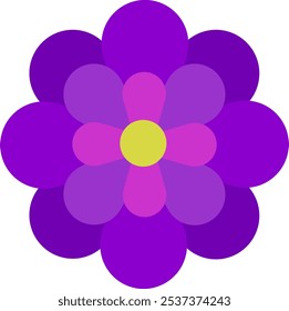 Una ilustración minimalista de una flor morada y magenta