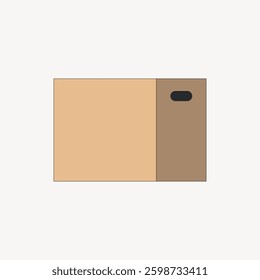 Minimalist illustration of a rectangular cutting board with a handle. Cutting board design features a simple, modern style. Ideal for kitchen decor. Isolated vector illustration.