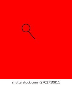Una ilustración minimalista con un fondo rojo con una lupa negra, que simboliza la búsqueda, el enfoque, el análisis, la investigación y la atención.