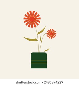 Minimalist Illustration of Red Flowers