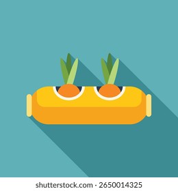 Ilustración minimalista que representa un sistema hidropónico de cultivo de plantas y hortalizas, ideal para la agricultura y los conceptos de agricultura urbana