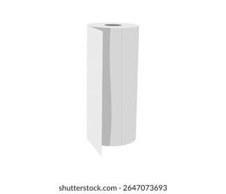 A minimalist illustration of a roll of paper towels, partially unrolled.  Perfect for representing cleanliness, freshness, or the concept of readily available resources.