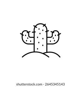 Minimalist Illustration Of A Saguaro Cactus In A Desert Setting