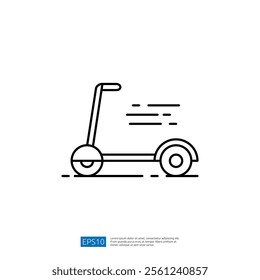 A minimalist illustration of a scooter in motion, symbolizing transport and leisure activities.