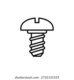 A minimalist illustration of a screw with a flat head and slotted tip, depicted in black on a white background.