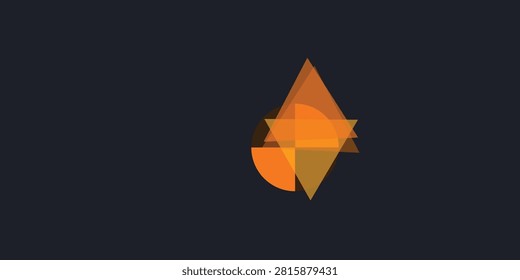 A minimalist illustration showcasing overlapping orange geometric shapes and transparent triangles. The use of transparency and layering creates a sense of depth and technical sophistication.