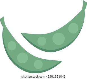 Minimalist illustration showcasing two fresh green pea pods. Each pod is depicted with a simple design, emphasizing the natural and organic feel of the peas