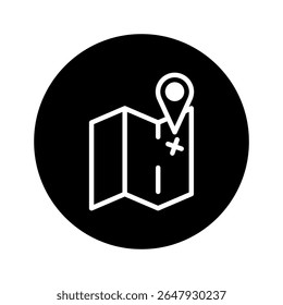 Minimalist illustration showing location concept with map and marker icon symbolizing travel destination and navigation